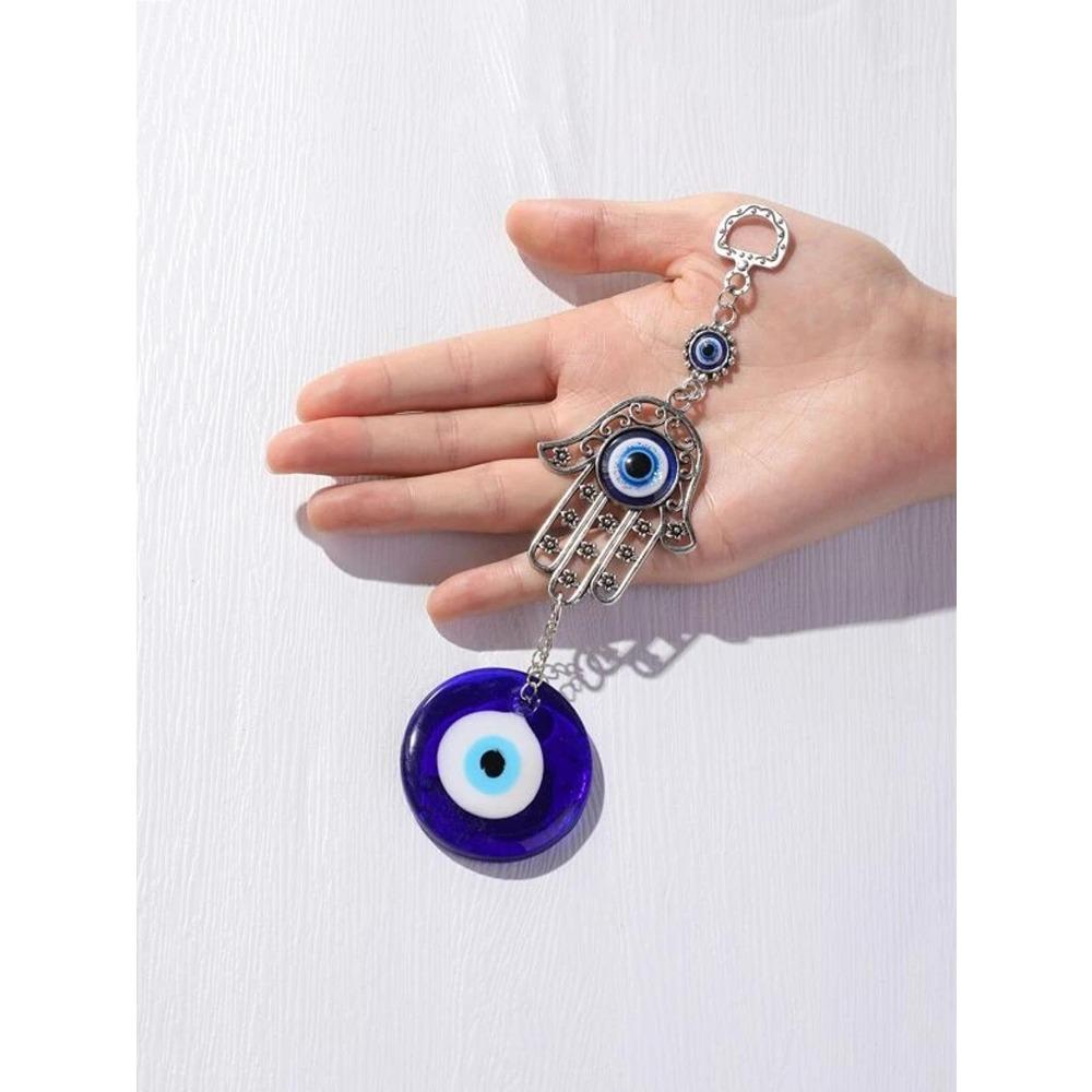 1pc Blue Eye Alloy Hamsa Hand Pendant Evil Eye Amulet, Home Decor, Room Decor, Wall Decor Gifts Birthday Graduation