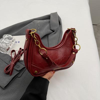 Retro Teksturowane Damskie Torby Pod Pachami Elegancki Design Pu Skóra Commuter Mini Torba Na Ramię Jesienna Modna Damska Torba Crossbody