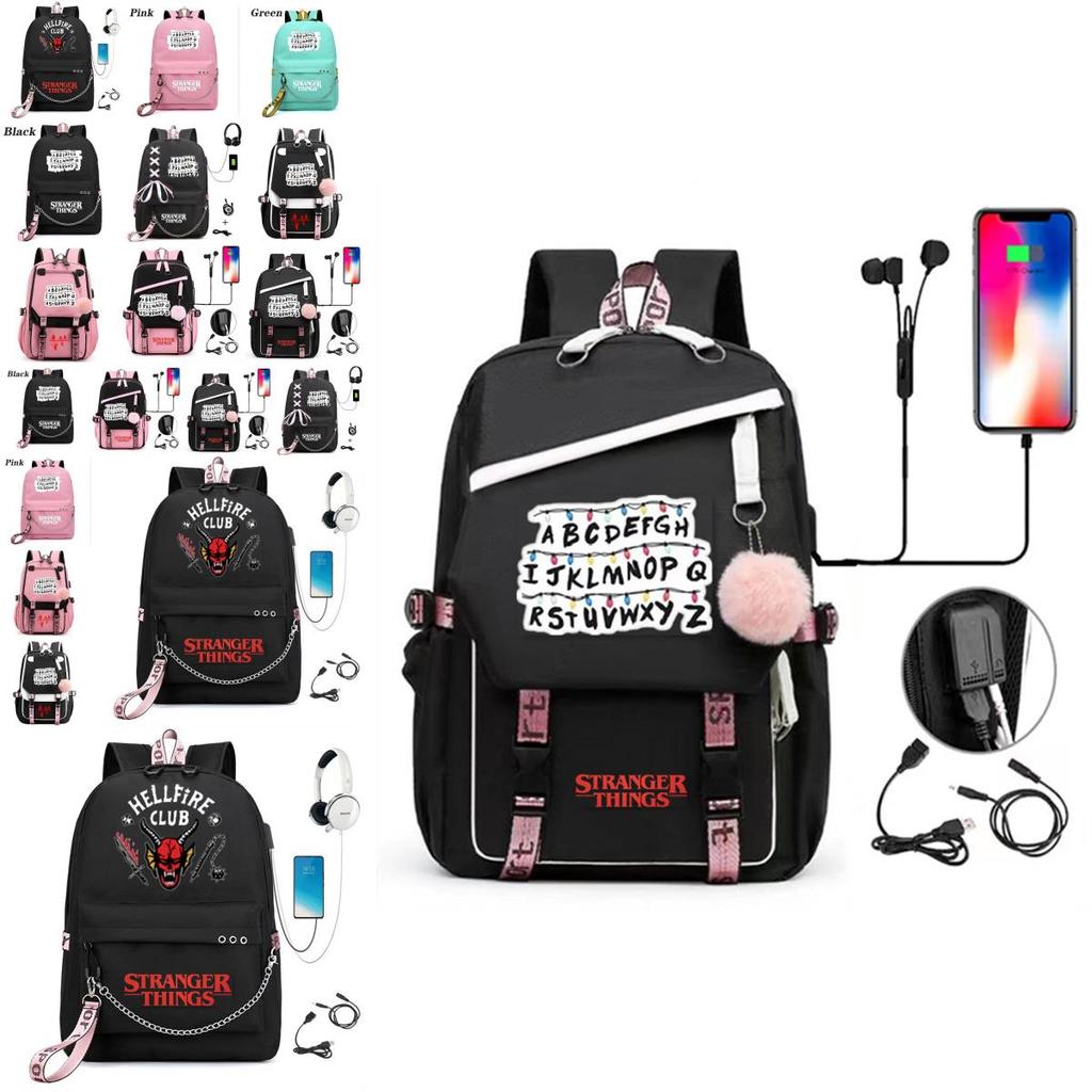 Portable And Lightweight Stranger Things Season Schoolbag With Usb Charging