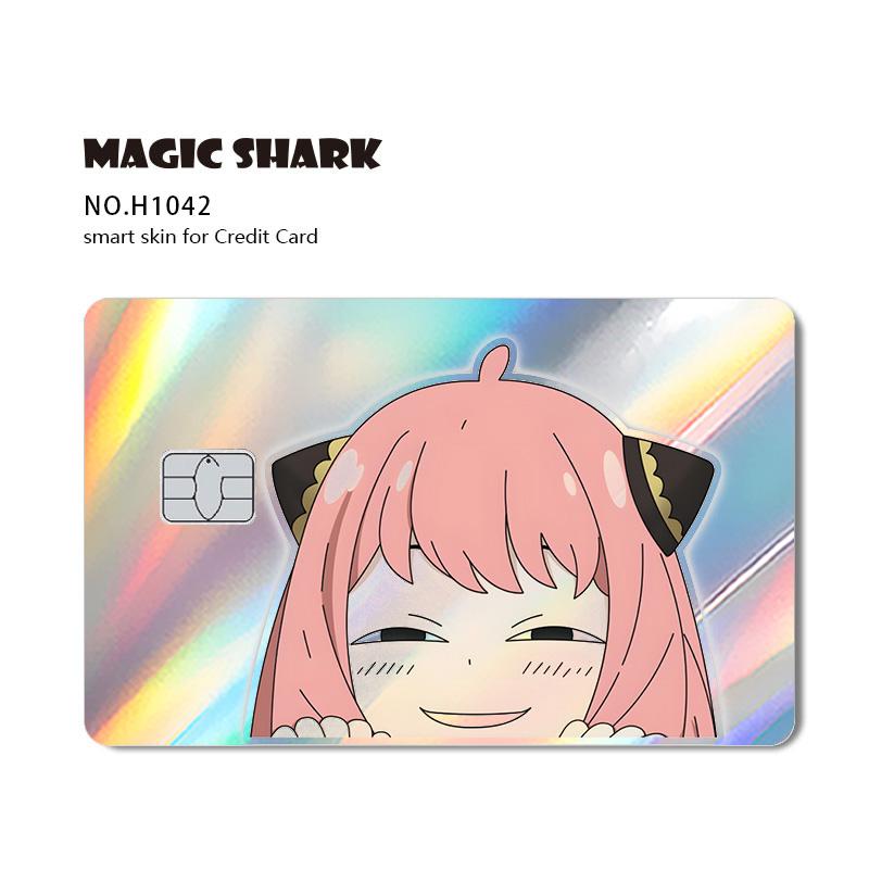 Magic Shark SPY X Family Anime Holografische Sticker Folie Skin voor Kleine Grote Geen Chip Credit Bank Betaalpas Geen Verkleuring (as the picture,Small Chip)