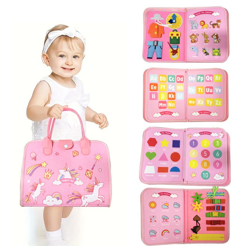 Детская дорожная игрушка, фетровая развивающая книжка, развивающая доска, обучающая сенсорная книжка для развития.