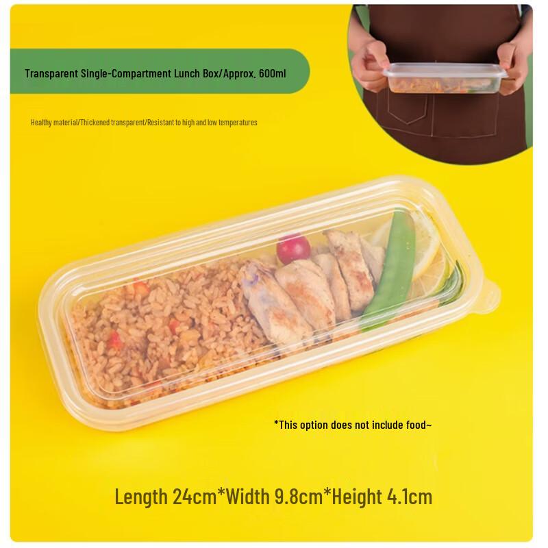 

Disposable 600ml Single Compartment Takeaway Food Containers with Lids, 100 Sets