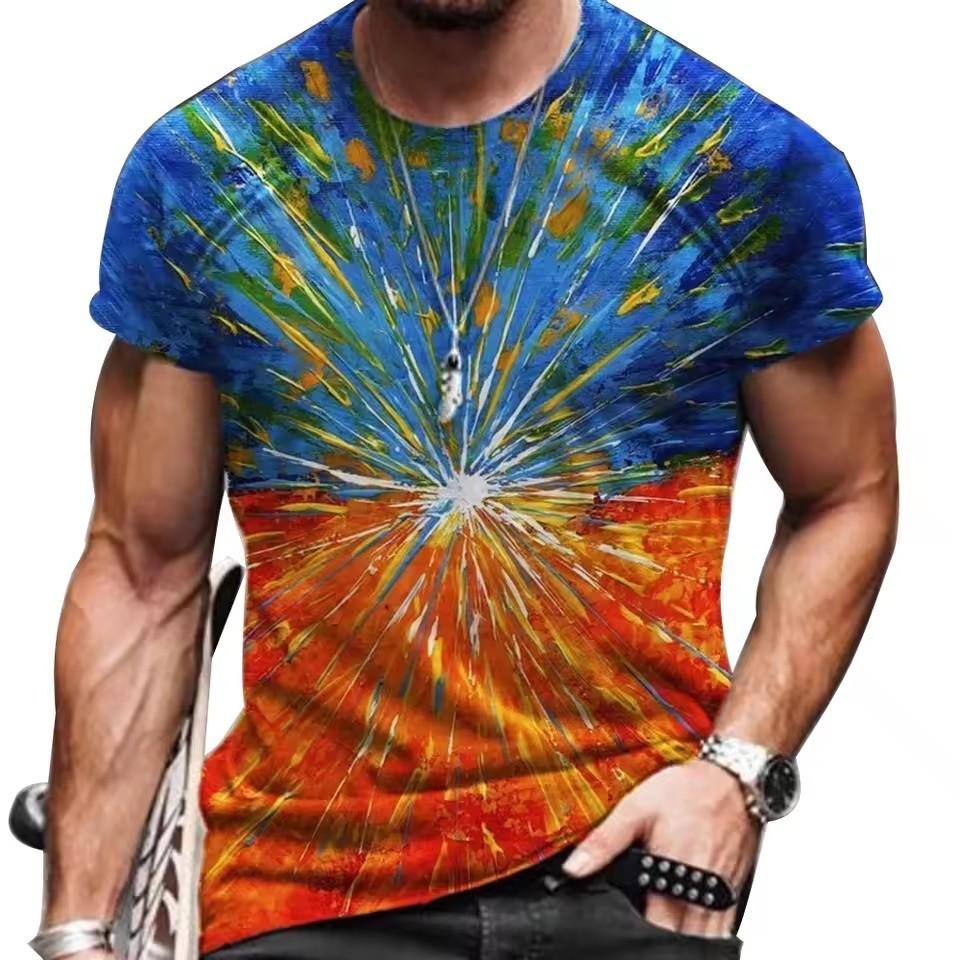 Men's Vintage Oversized Short Sleeve T Shirts  Summer Harajuku Ethnic Style 3D Print O Collared Graphic T-Shirt