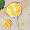 Fruit Print Fan with Wooden Long Handle Portable Lightweight Outdoor Travel Camping