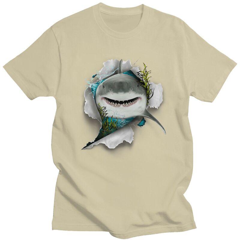 Shark Great White Shark TShirt Pure Cotton Tee Tops Streetwear O Neck Animal Lover Tshirts Casual Short Sleeve Clothing