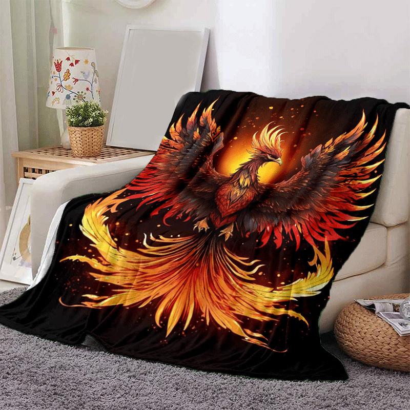 1pc Phoenix Printing Lightweight Flannel Blanket, Comfortable and Warm Blanket, for Camping Sofa Bed and Couch Office, Suitable for Gift Blan