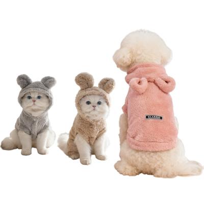 Pet Dog Soft Fleece Clothes Cats Autumn Winter Puppy Hooded Jacket Sweater with Hat Cute Hoodie Coat for Small Medium Dogs