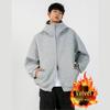 Unisex Oversized Fleece-Lined Hoodie Cardigan: American Style Autumn/Winter Casual Jacket