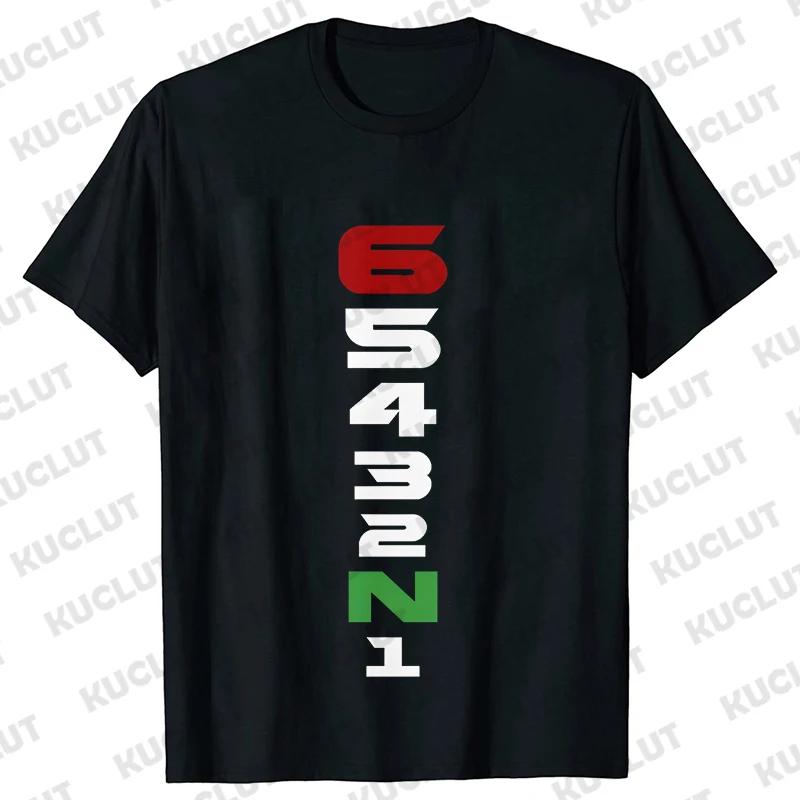 Casual Men T-Shirt Short Sleeve T-Shirt 1N23456 Motorcycle Gear Shift Heartbeat Biker Print Tops Men Clothing Fashion T-Shirt
