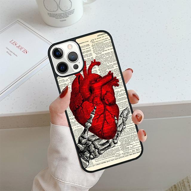 Vintage Anatomy Heart Brain Nurse Phone Case For iPhone 17 Air 14 15 16 16e 13 12 Max Cover For Apple 11 Pro Max Plus