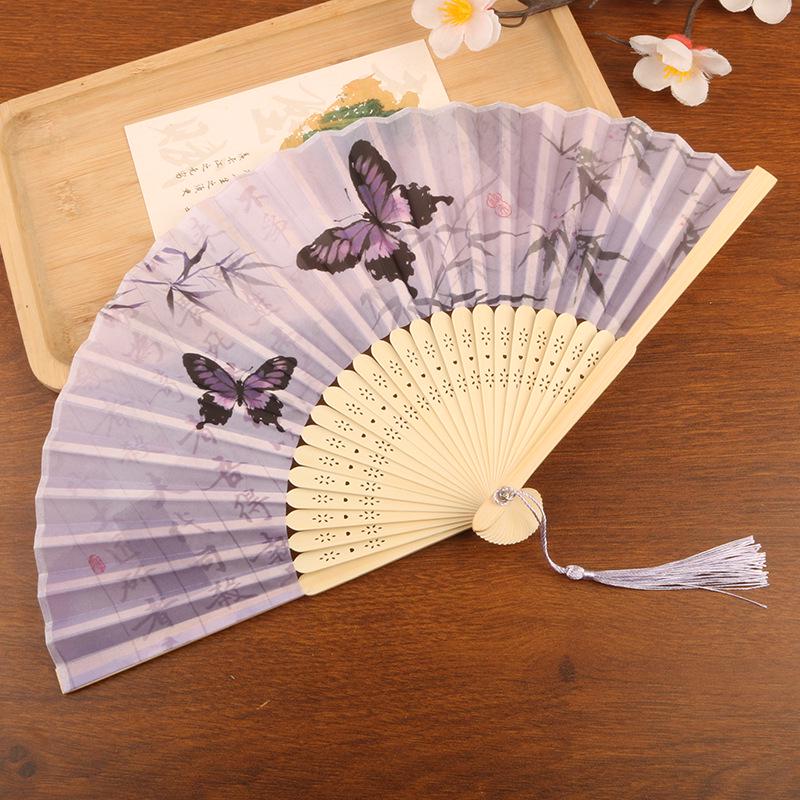 Retro Tassel Floral Folding Fan - Summer Portable Hanfu Dance Prop