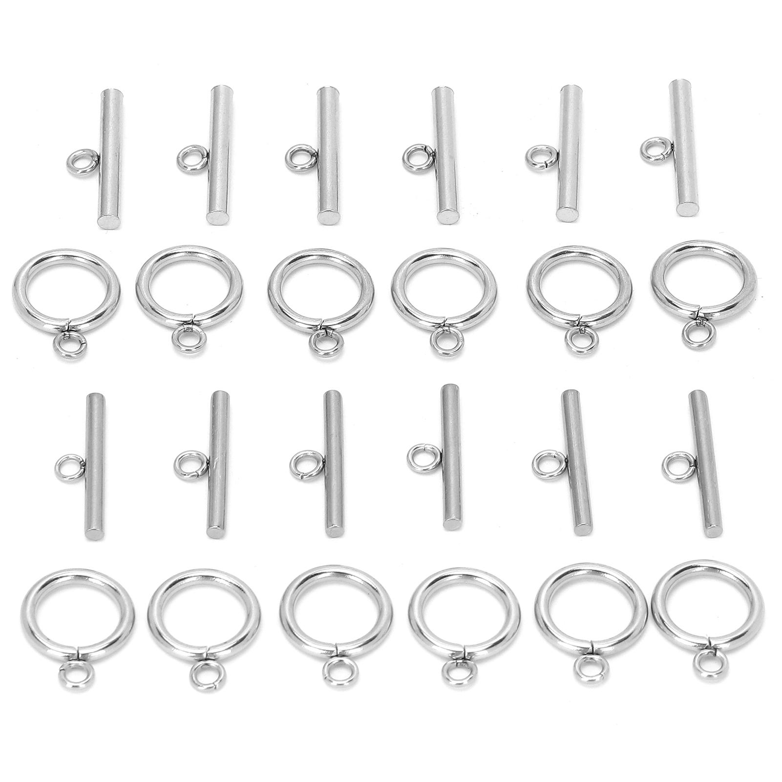 

Jewelry DIY Round Toggle Clasps Stainless Steel T Bar Clasps for Necklace Making Steel Color