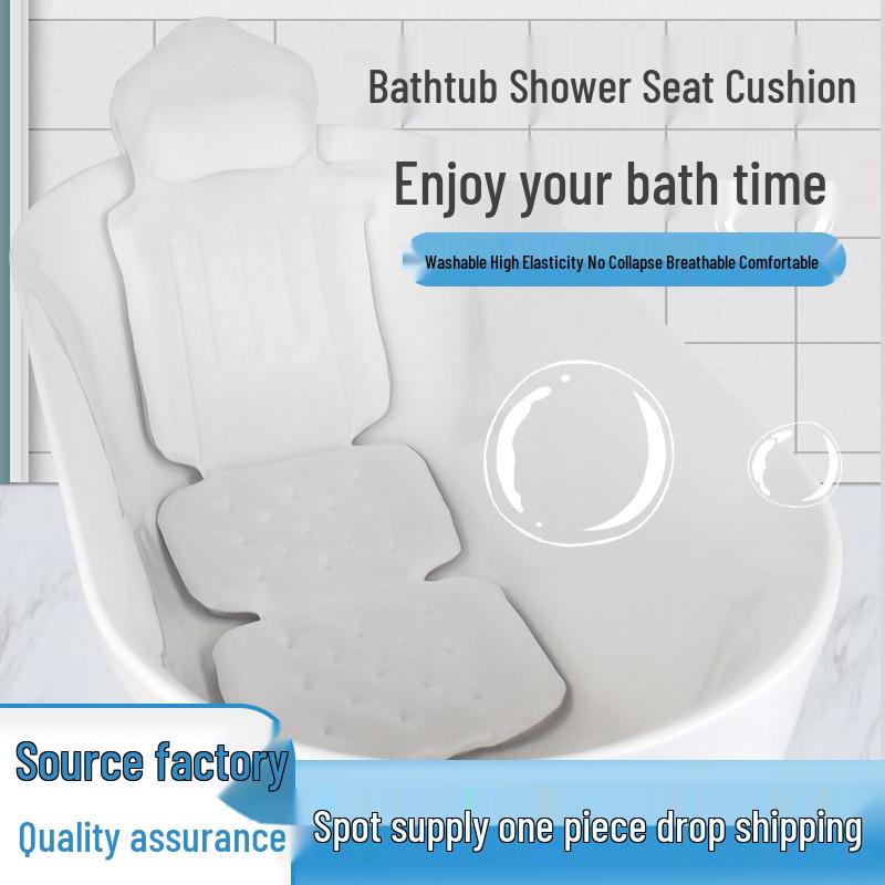In Stock Cross-Border Full Body Bath Pillow with Suction Cup Backrest Cushion