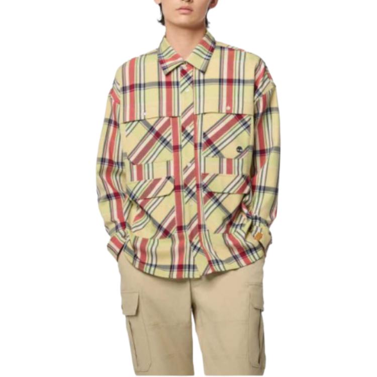 Timberland Plaid Collar Long Sleeve Shirt Men Shirts Light-Brown TB0A6J5KA2Q1