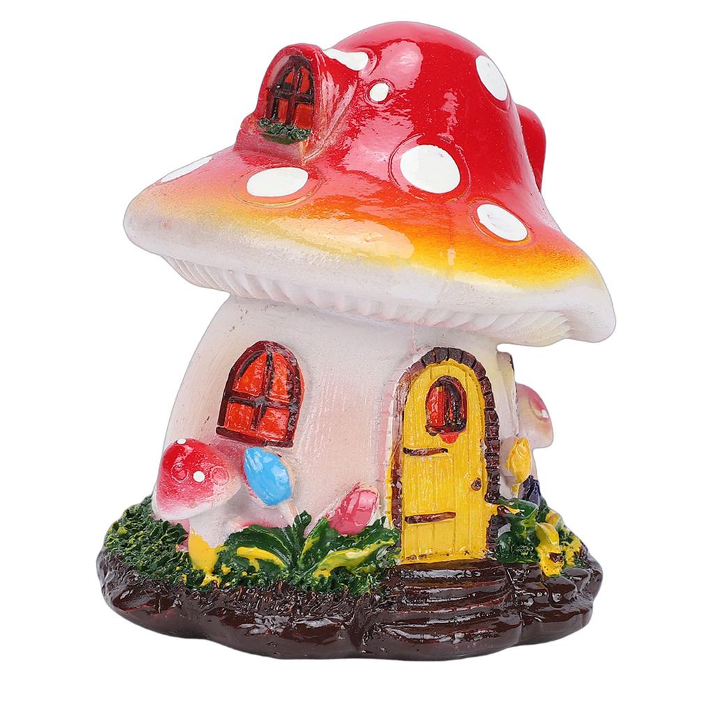 Miniature Mushroom House Resin Yard Decoration Mushroom Fairy House Statue for Outdoor