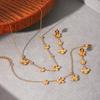 Stainless steel earrings, niche high-end flower bee necklace, fashionable versatile titanium steel bracelet