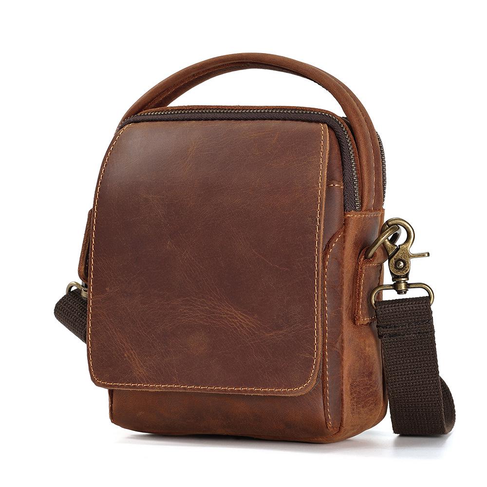 Dujiang Men's Genuine Leather Retro Crossbody Bag - Large Capacity Casual Shoulder Bag