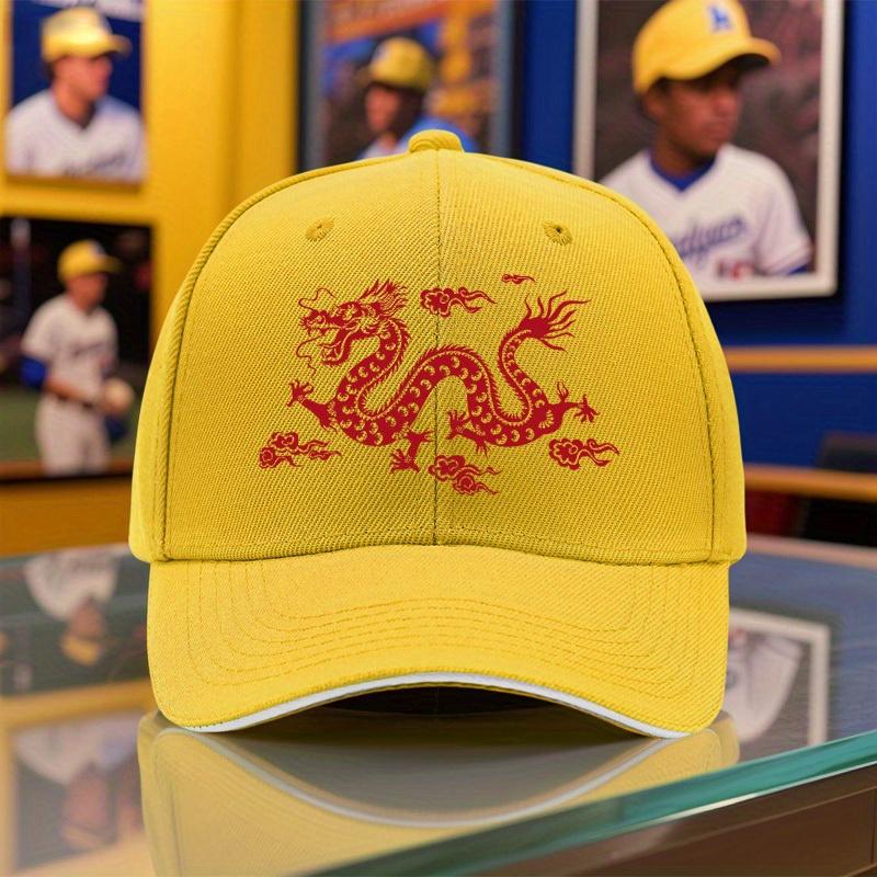 Red Dragon Graphic Baseball Cap Polyester Breathable Outdoor Adjustable Unisex Sport Hat
