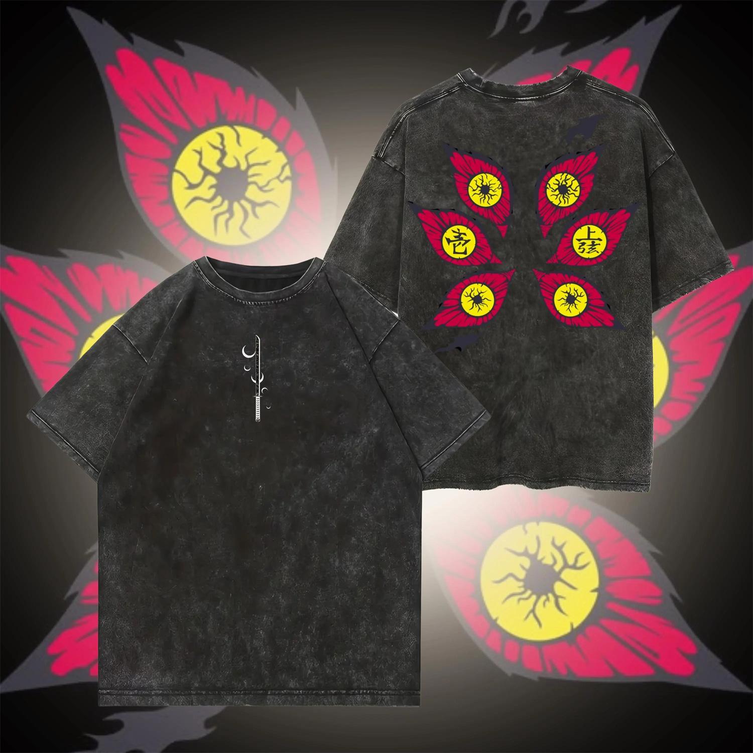 

Футболка с аниме-графикой Demon Slayer, мужская винтажная хип-хоп, из стираного хлопка, летняя уличная одежда, мужские топы, одежда 2XL