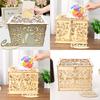 Wedding Card Boxes Wooden Box Wedding Decoration Supplies DIY Couple Deer Bird Flower Pattern Grid Invitation Gift Business Card