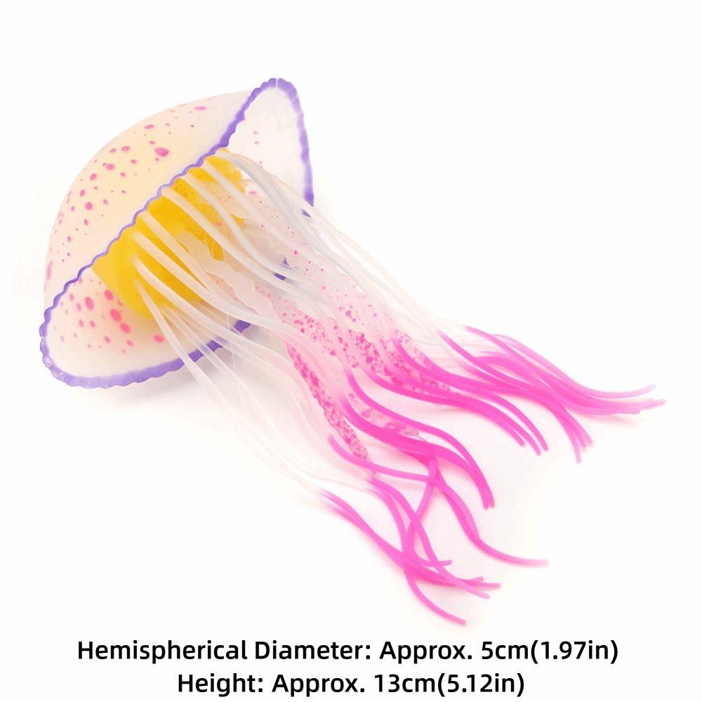 Silicone Aquarium Jellyfish Decoration Fluorescent Effect Glowing Simulation Jellyfish Soft Texture Suction Cup