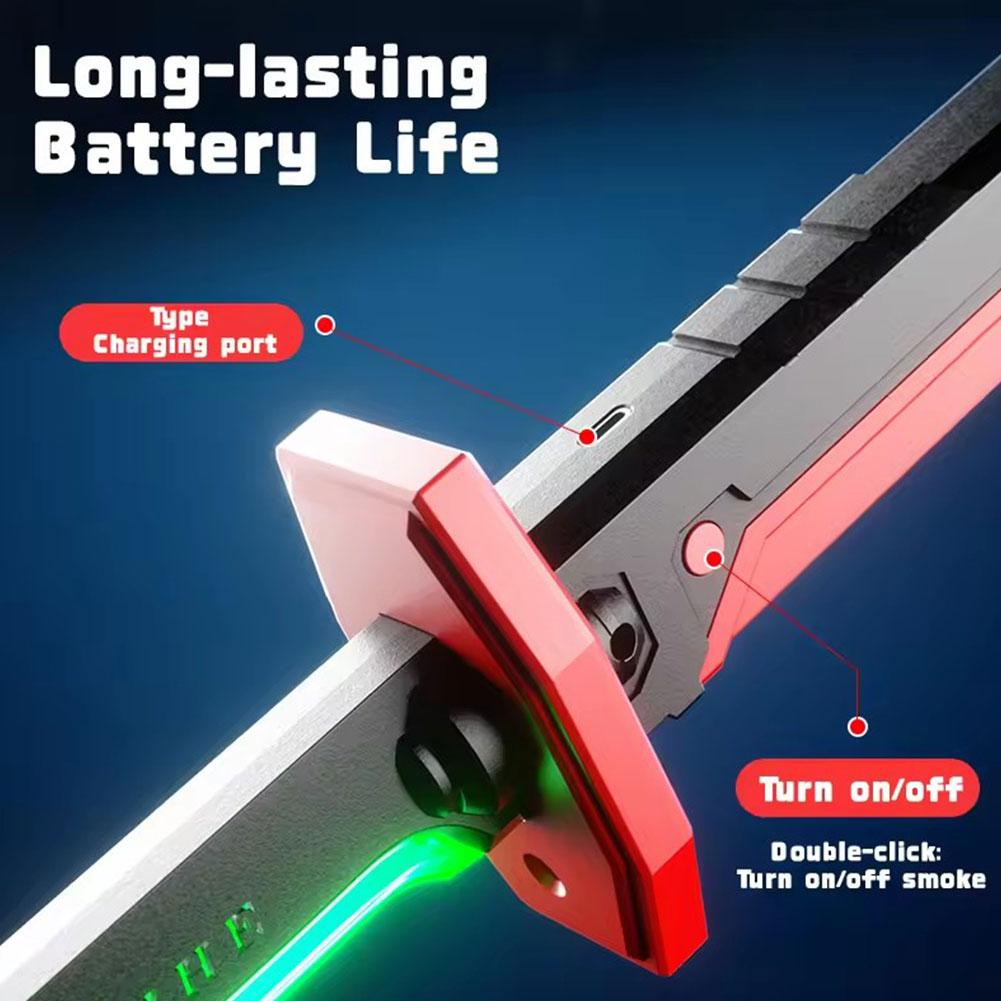 Colorful Streamer Glowing Sword Toys with Spark & Smoke Effect Light Sword Kids Adult Toys Cosplay Katana Sword Prop Toys