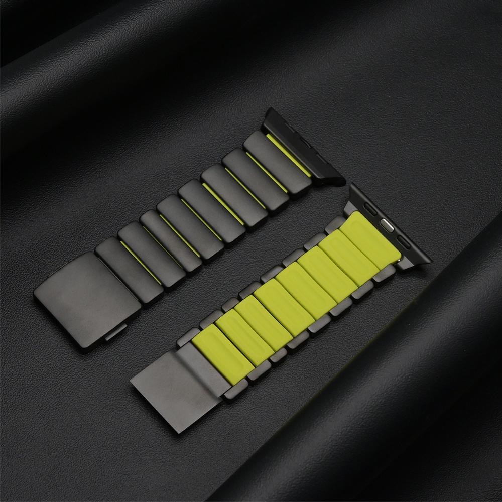 Rubber Luxury Bracelet for Apple Watch Series 11 10 46mm Ultra 3 49mm Titanium Magnetic Strap for Iwatch 9 8 5 SE 45mm 44mm Band