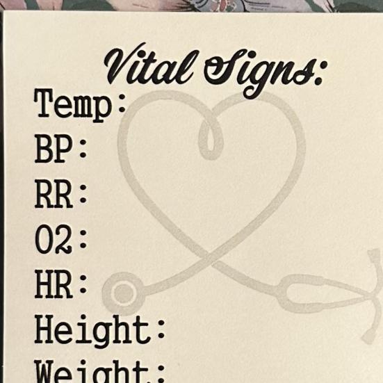 50 Sheets Vital Signs Sticky Notes Square Nurse Notepad Vital Signs Log
