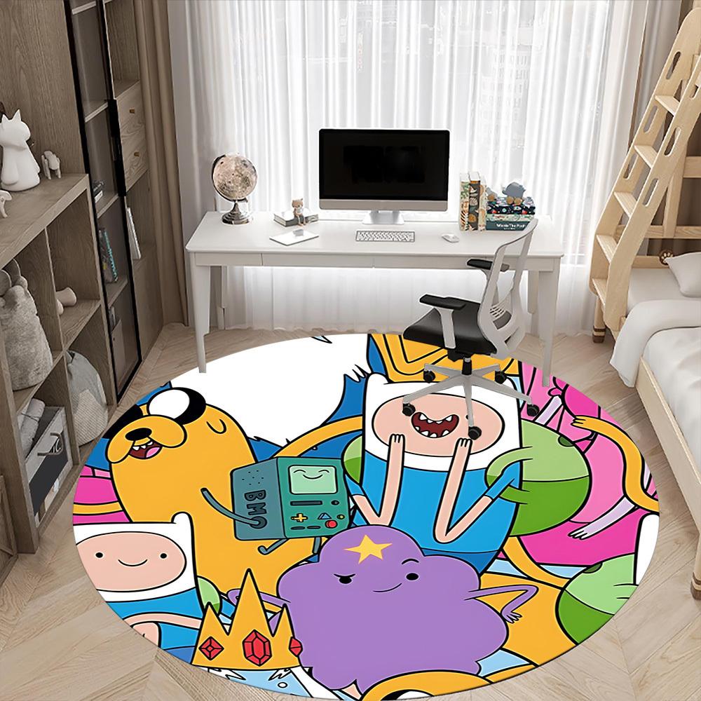 1pc Adventure Time Chair Carpet for Office Non-Slip, Soft & Comfortable, Carpet for Office, Gaming, Lightweight Round Floor Mat Yy251021009
