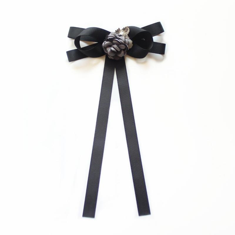 1Pcs British Korean College Style Handmade Ribbon Black Bowtie Pins Bow Tie For Women'S Girl Bank White Shirt Collar Flower
