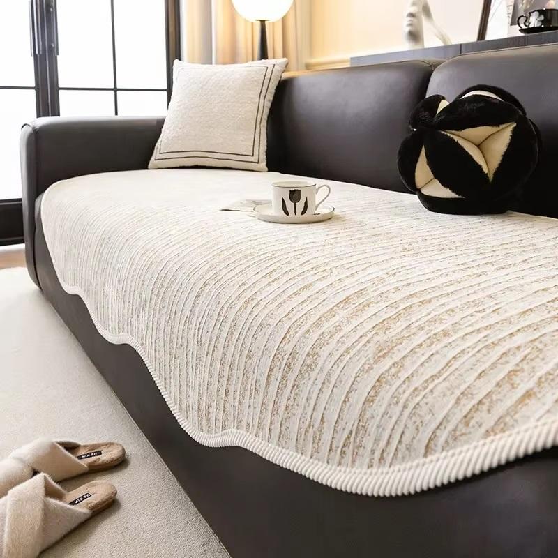 Irregular Shaped Chenille Sofa Towel Solid Color Luxury Sofa Covers for Living Room All Season Universal Anti-slip Couch Covers