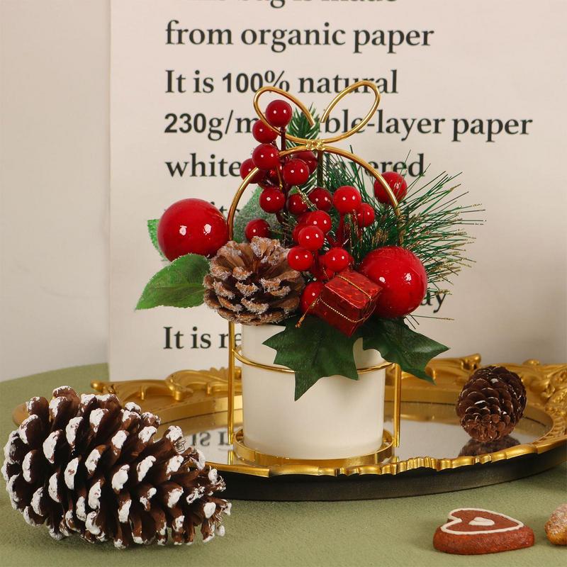Artificial Plants Indoor Pine Cone Vase Decoration Realistic Artificial Plants For Home Christmas Table Office Porch Bedroom