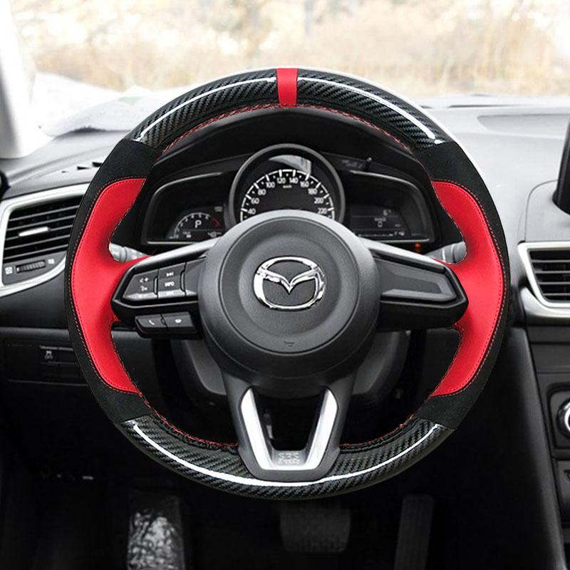 

Ручная строчка Кожа замша Спортивный стиль Чехол на руль автомобиля Для Mazda 6 Atenza 2017 Mazda 3 Axela 2017- 1