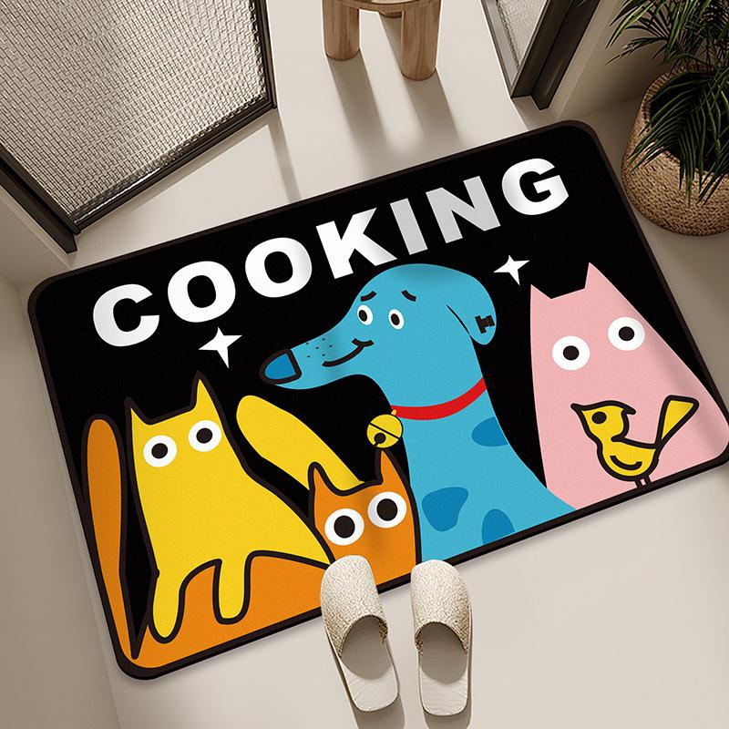 Diatom Mud Floor Mat Bathroom Water Absorption Quick-drying Foot Pad Cartoon Black Cat Dirty-resistant Anti-slip Pad Household Bathroom Entrance Mat