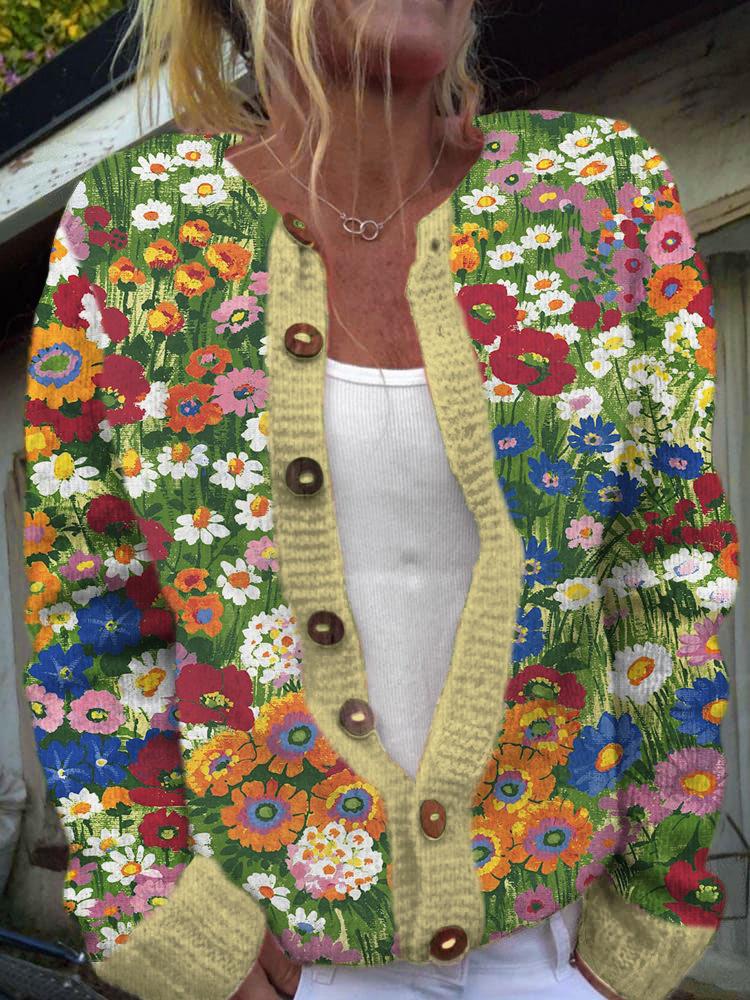 2026 foreign trade new 3D digital printing cardigan knitted jacket women's clothing early spring and autumn factory wholesale