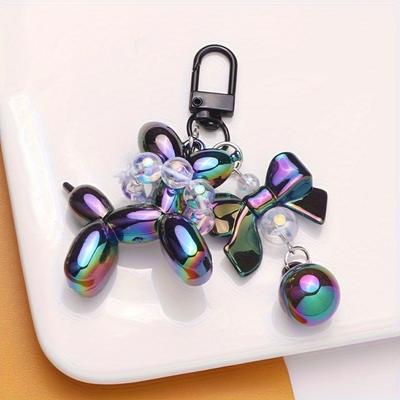 Bright Balloon Dog Pendant Fashion Women's Keychain Cute Cartoon Animal Theme Girlfriend Gift Souvenir Accessories Car Keychain