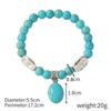 Evil Eye Charm Bracelets Owl Butterfly Starfish Braclets Lucky  Gift 8mm Synthetic Turquoise Stone Bracelet for Women Men