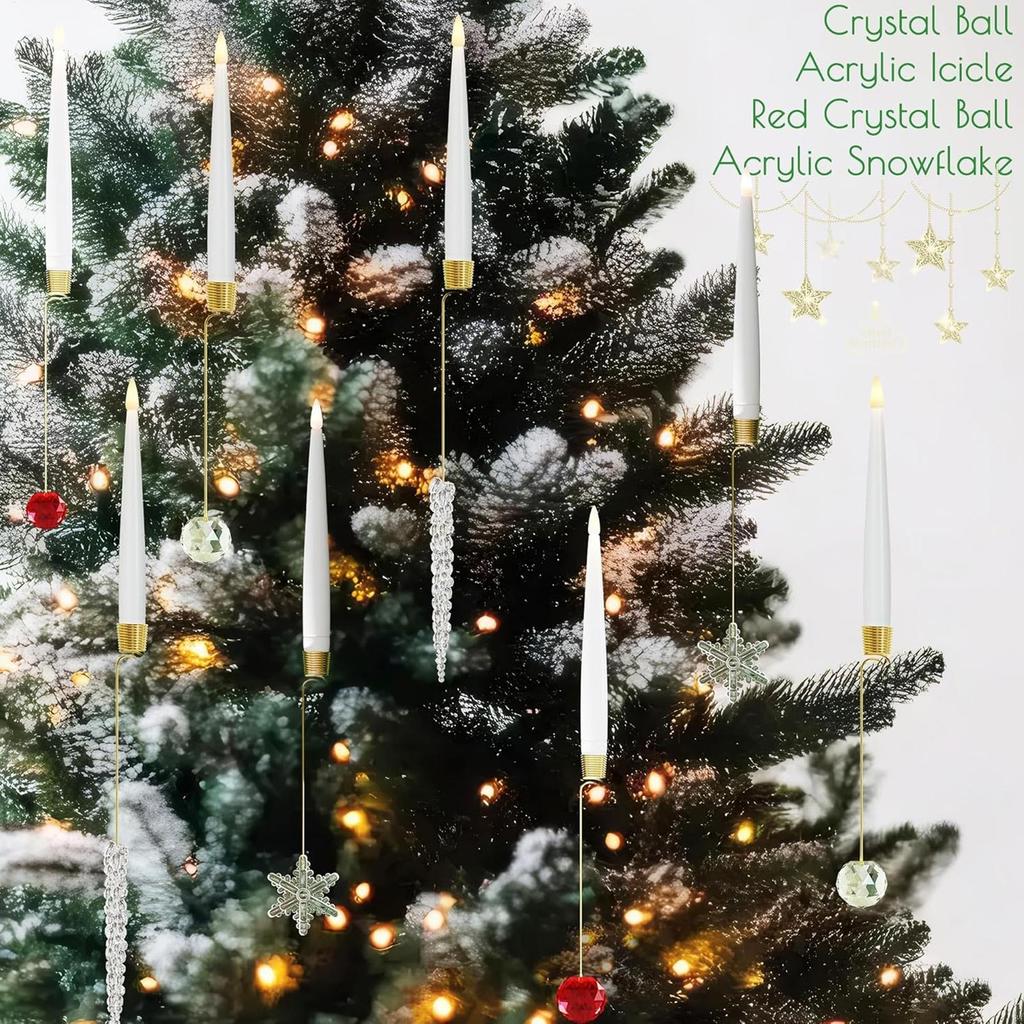 Weihnachtskerzen Flackernde flammlose Kerzen Mit Fernbedienung 6 Stück Flammlose LED Mit Perlenkugel Haken Dekor Für Feiertagsküche