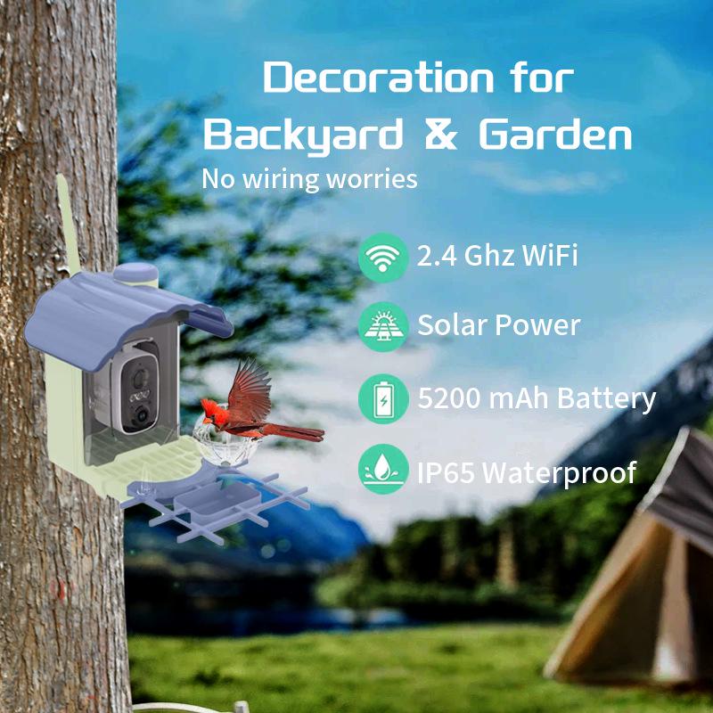 Smart Solar Bird Feeder Camera with Custom Hummingbird Feeder