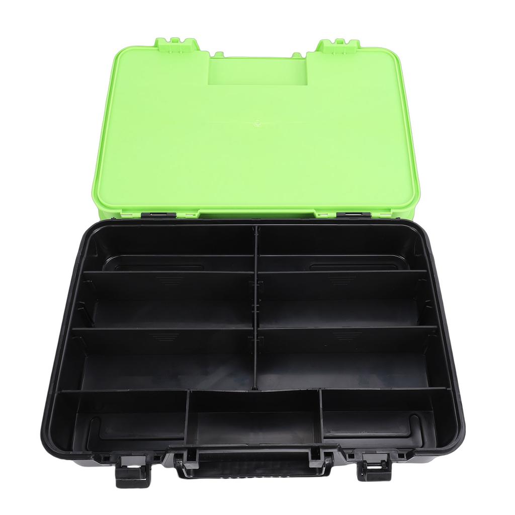 Double Layer Lure Box with Divider Panels Portable Fishing Tackle Storage Organizer for Lines Hooks Lures Green