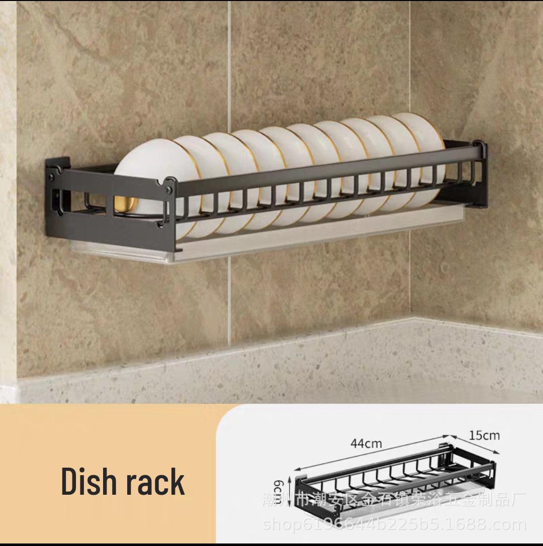 Wall-mounted Stainless Steel Kitchen Bowl and Utensil Storage Rack