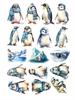 17pcs Cute Watercolor Antarctic Penguin Stickers,Handbook Scrapbooking Literature And Art, Decoration Mobile Phone journaling