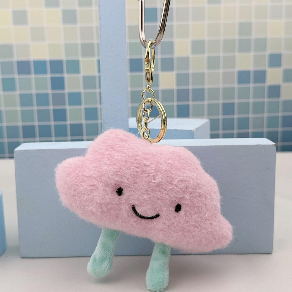 Cloud-Shaped Cartoon Plush Pendant: Cute Backpack Doll Keychain & Schoolbag Decoration.