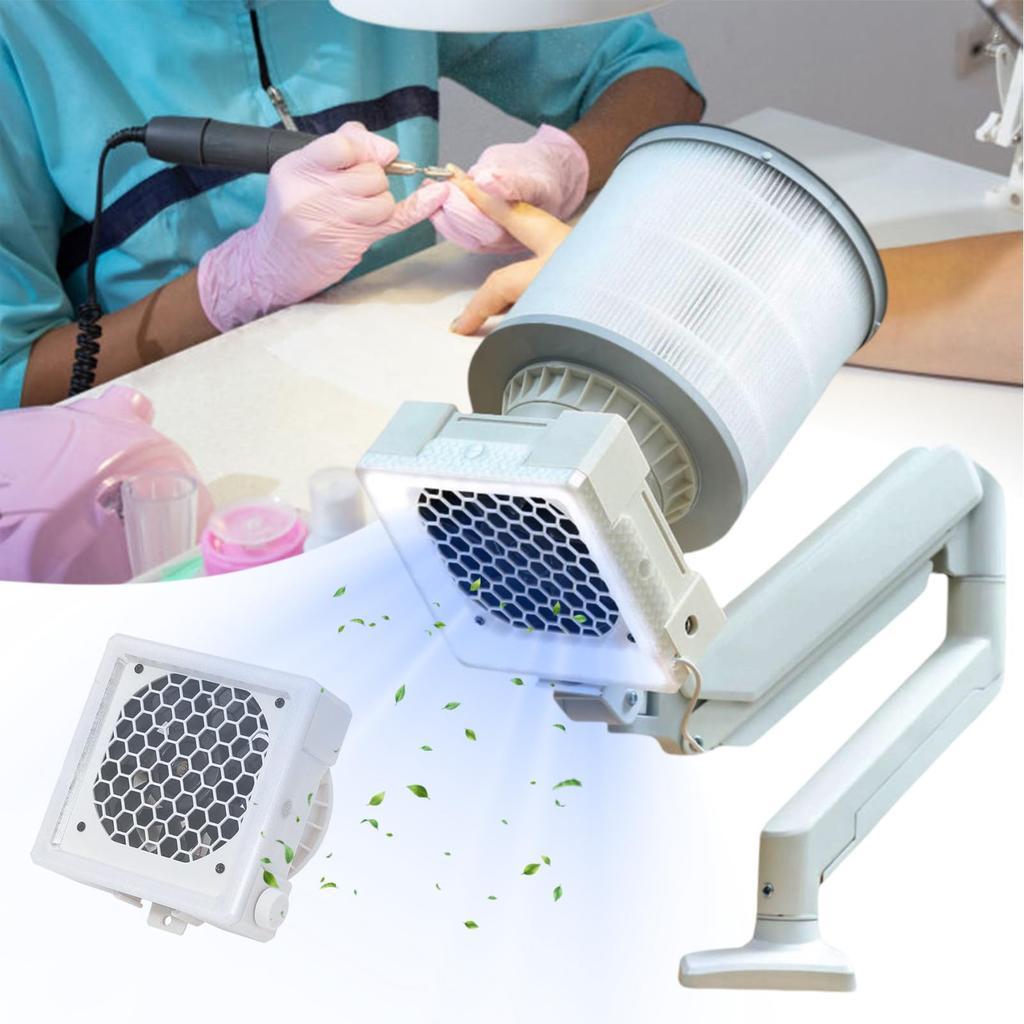 Nail Dust Extractor 80DB Flexible 360° Rotation with Adjustable Support   Powerful Suction Vacuum for Gel Polish Removal   Manicure Pedicure Tool