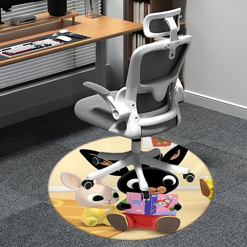Bunny Friends Chair Mat Round Carpet - Home Decor, Sofa Rug, Office Mat, Suitable for Bedroom 80cm
