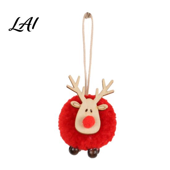 Winter Wonderland Party Supplies Christmas Felt Elk Hanging Ornaments Cute Fuzzy Pom Reindeer Adorable Deer Ornaments for Windows Pendant,