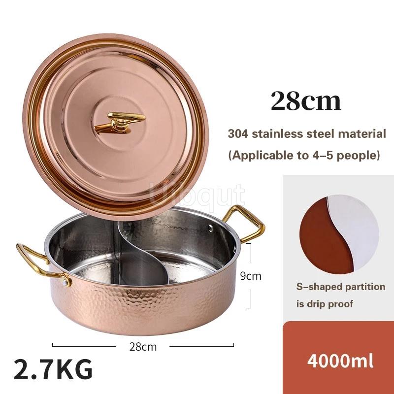 Thickened Golden Hammer Pattern Pot Special Pot for Induction Cooker Hotpot High Grade 304 Stainless Steel Double Flavor Hot Pot