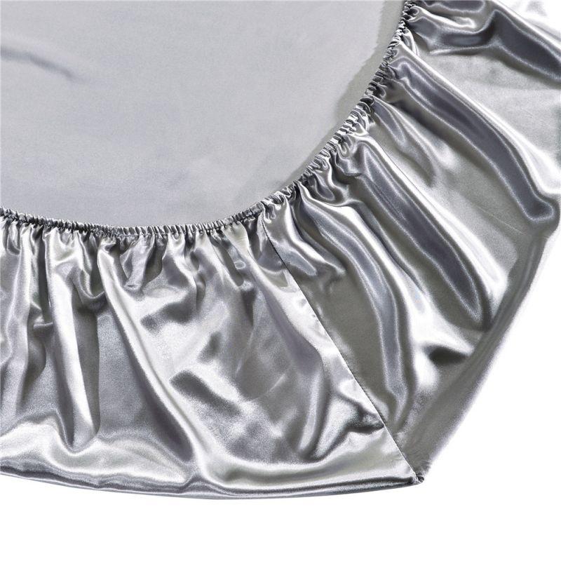 Satin Seiden-Touch Bettwäsche-Sets Einfarbig Gewebte Technik Schlichter Stil Vier Teile Glatte Bettlaken Twin Größe
