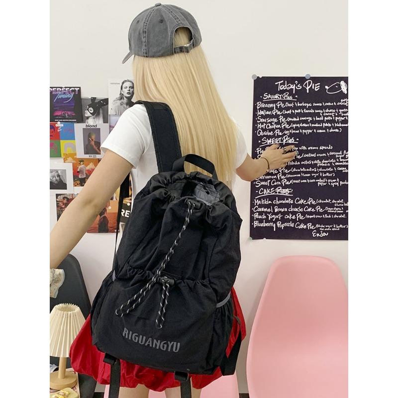 New schoolbag riding lightweight college student travel backpack men's and women's backpack drawstring mountaineering