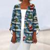 Women's Casual And Fashionable Christmas Printed Lightweight Mid Length Jacket Cardigan